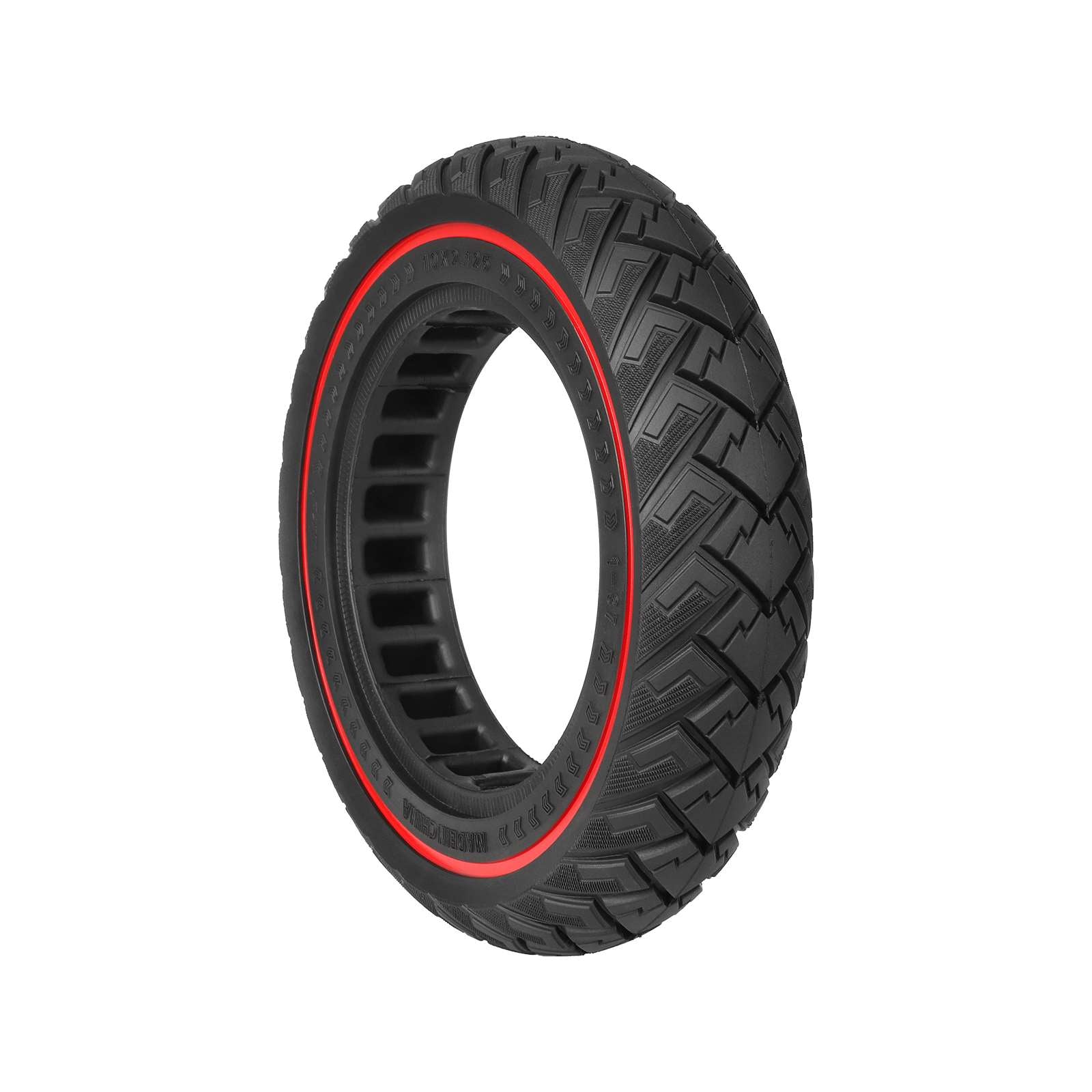 Ulip 10*2.125 Off-Road Solid Tire with Red Circle and ID 141mm & Slot 36mm 10*2.125 Rubber Non-Inflatable 10 Inch Tire Accessories For Xiaomi 8.5 inch M365 Pro Pro2 1S HX X6 X7 X8  Scooter Anti-puncture Explosion-proof Shock-absorbing Solid Tyre Part
