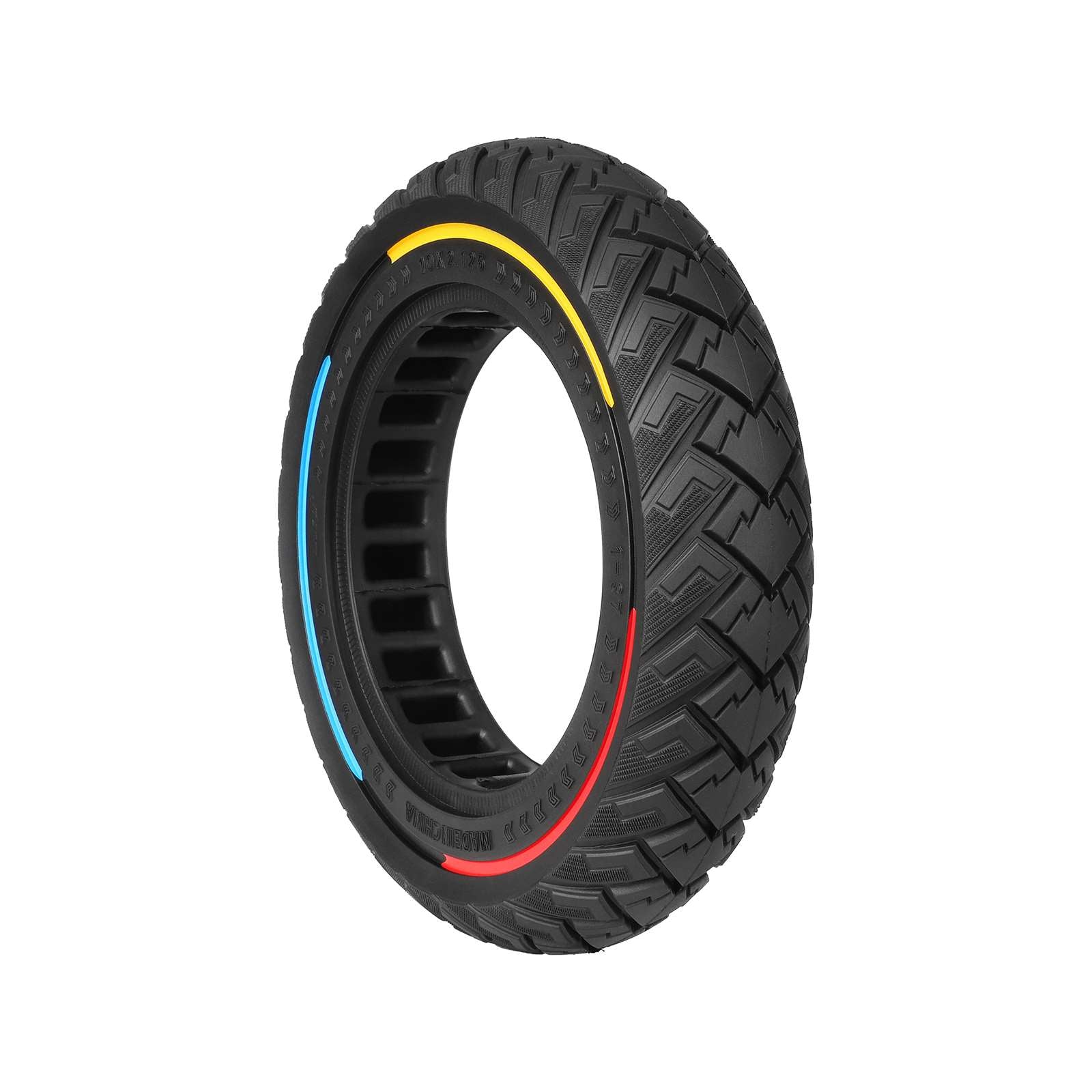 Ulip 10*2.125 Off-Road Solid Tire With 3 Colors Circle and ID 141mm & Slot 36mm 10*2.125 Rubber Non-Inflatable 10 Inch Tire Accessories For Xiaomi 8.5 inch M365 Pro Pro2 1S HX X6 X7 X8  Scooter Anti-puncture Explosion-proof Shock-absorbing Solid Tyre Part