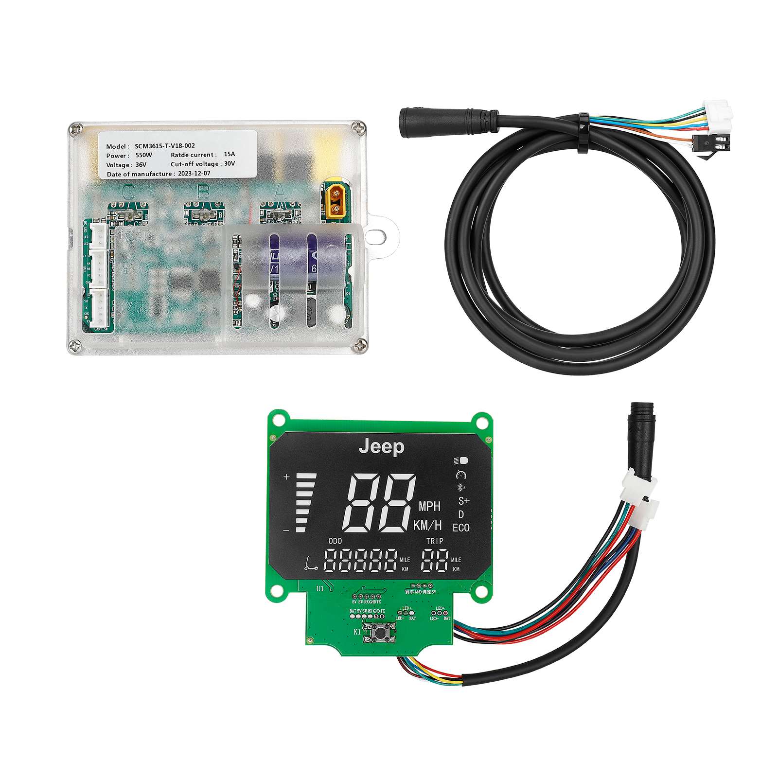 JEEP 36V 550W Complete Controller Set  with MW95 Controller Motherboard for JEEP Electric Scooters JEEP 36V 550W Display+Controller+Cable set for Single Brake
