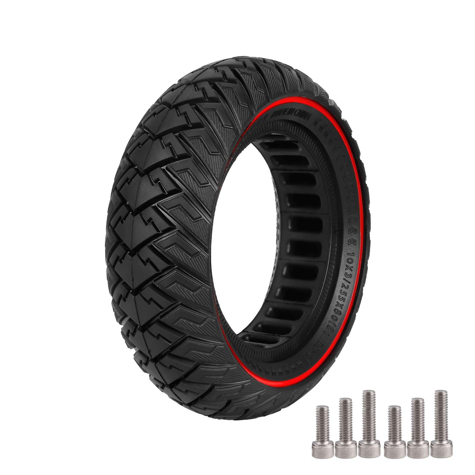 Ulip 10*3/255*80(80/65-6) Solid Tire with Red Circle for 10 Inch Scooters 10*3 255*80 80/65-6 Tires and Speedual Grace 10 Zero 10X Kugoo M4 Pro Kaabo Mantis 10 Kaabo Wolf Warrior Scooters