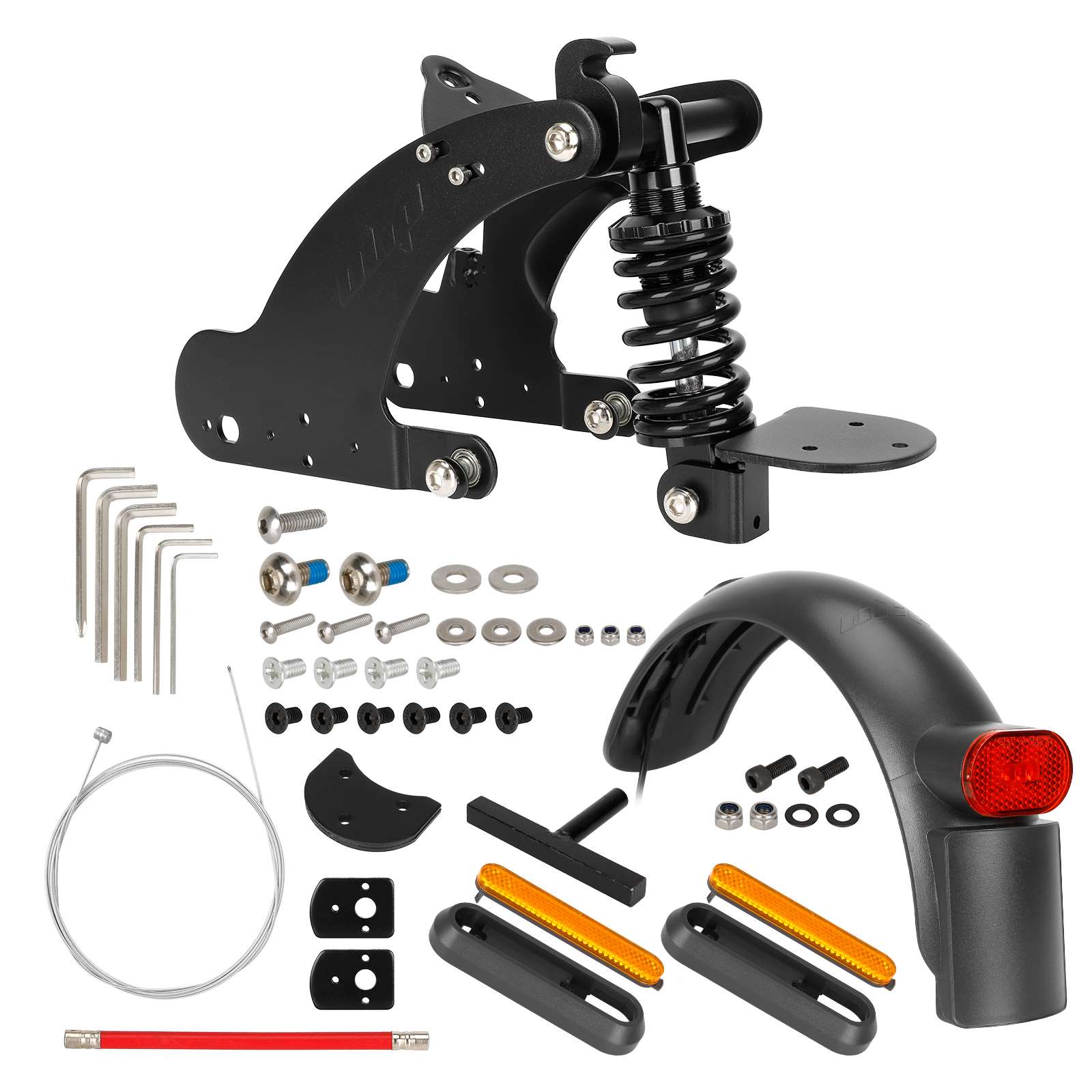 Black Rear Suspension with Fender for Xiaomi 4 pro Scooter Rear Shock Absorber for Xiaomi 4 Pro scooter Upgraded Rear Suspension For Xiaomi 4 Pro Electric Scooter Rear Shock Absorber Accessories With Fender Parts Taillight